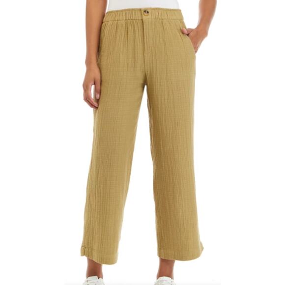 Wonderly Women's 100% Cotton Gauze Ankle Pants Olive Size Small - Picture 1 of 10